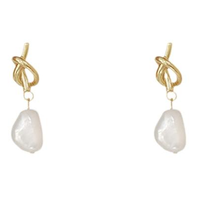 不规则天然珍珠蚊香盘耳夹女