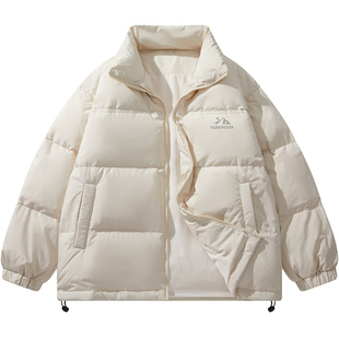 帕丁顿熊男士羽绒服冬季2025夜光简约纯色薄款面包服保暖情侣外套