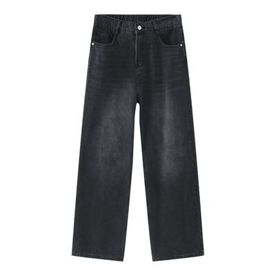 Galaxy01不焦绿宽松阔腿牛仔裤