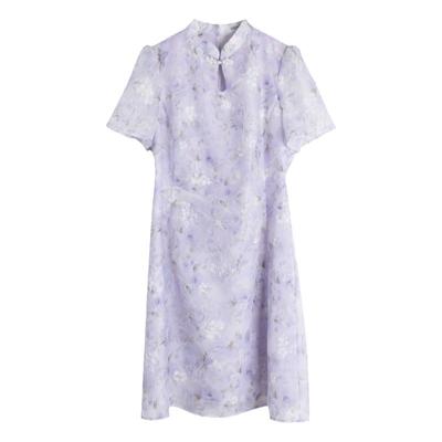 大码改良版立领新中式旗袍连衣裙