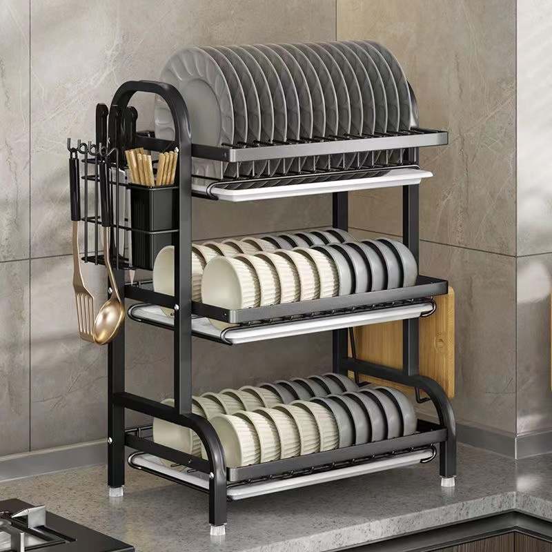 厨房置物架碗碟碗盘收纳架沥水架免打孔台面放碗架碗筷收纳盒碗柜