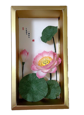 纸艺荷花立体画手工diy成品定制