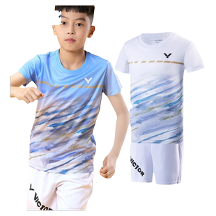 victor胜利儿童羽毛球服青少年短袖T恤男女维克多专业运动速干夏