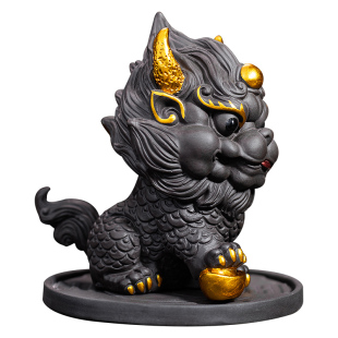 紫砂麒麟茶宠摆件精品可养茶桌茶玩招财瑞兽茶盘茶台装饰高端高档