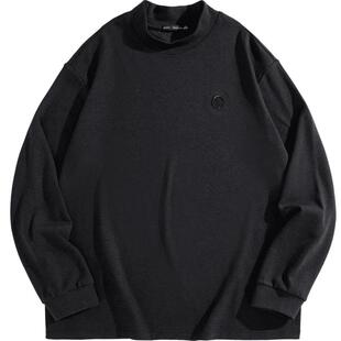 【慵懒打底衫】太平鸟男装奥莱纯色长袖T恤冬半高领内搭