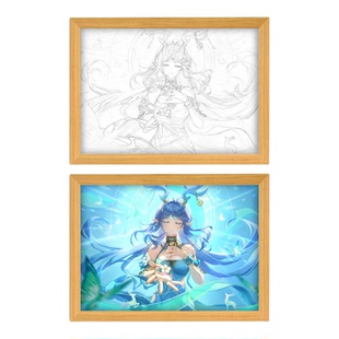 原神空月之歌菈乌玛周边创意三色变光动漫镜子灯光画三色小夜灯
