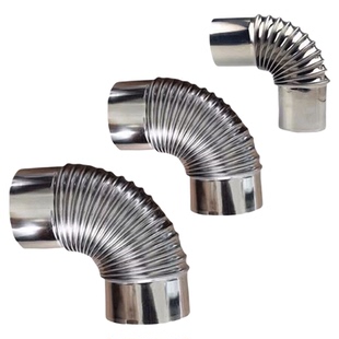 不锈钢90度烟管弯头波纹螺纹弯头热水器油烟机外墙家用排烟管烟囱