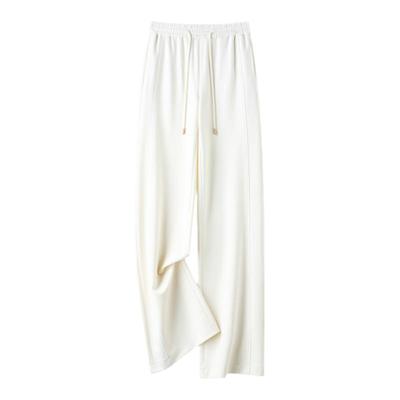 韩氏伊人2026年春季纯色松紧腰抽绳休闲裤女宽松休闲百搭阔腿长裤