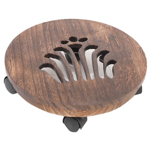 家用实木移动万向轮滚轮花盆盆景底座托盘带接水盘托台盆栽架花架