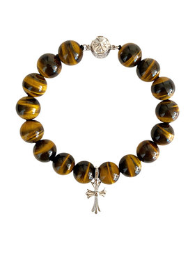 西大班复古十字架虎眼石串珠手链