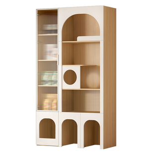 定制阳台柜实木猫窝猫别墅储物柜猫窝爬架一体置物架猫屋柜子9Y25