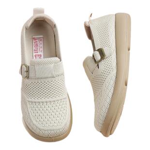 老北京布鞋女新款网面单鞋正品软底透气女款一脚蹬中老年妈妈女鞋