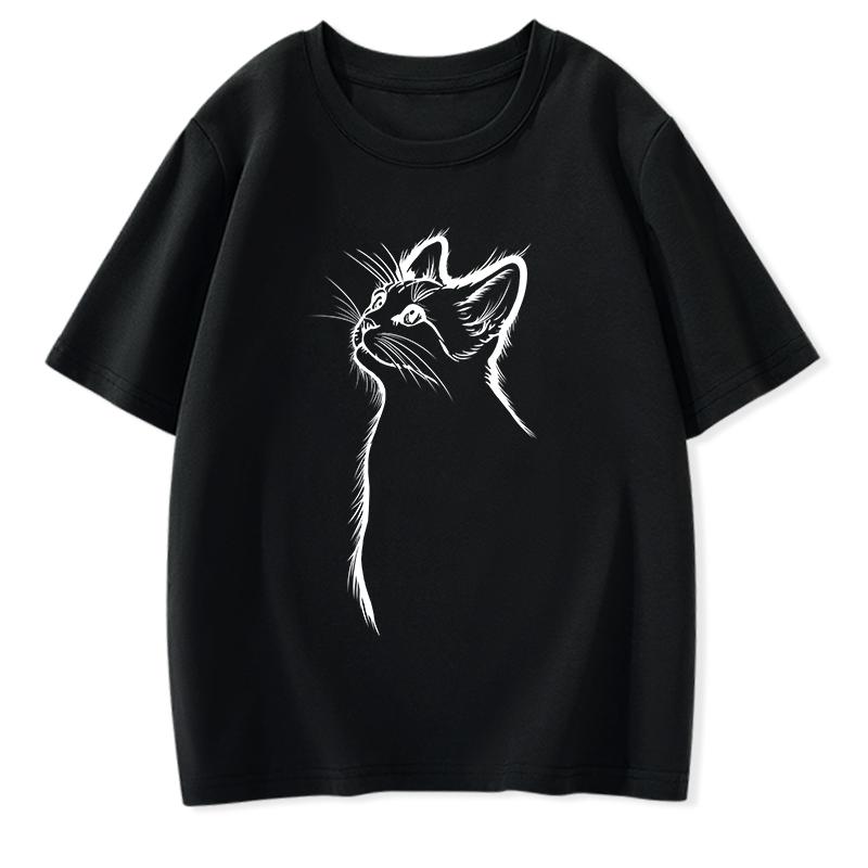 真维斯Z+黑色短袖t恤女2024新款纯棉夏装小众设计感体恤重磅上衣H