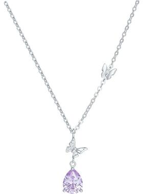 周六福蝴蝶项链女链坠S925银时尚百搭高级感小众送女友节日礼物