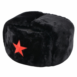 火红 帽子男士冬天防寒雷锋帽男保暖护耳东北棉帽 中老年人保安帽