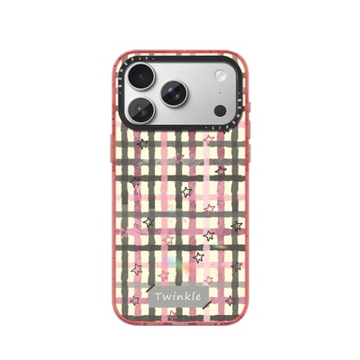 benefit日韩黑红格纹星星18pro适用于iphone17promax苹果16PRO晶盾磁吸手机壳15新款13套14冰川纹12防摔
