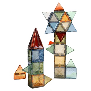 彩窗磁力片补充装大自然色系积木方形拼装男女孩磁性磁铁益智玩具