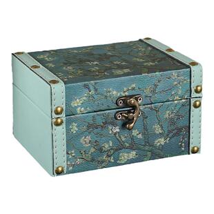 复古油画风收纳盒高级感木质储物盒精致皮革首饰盒桌面杂物整理盒