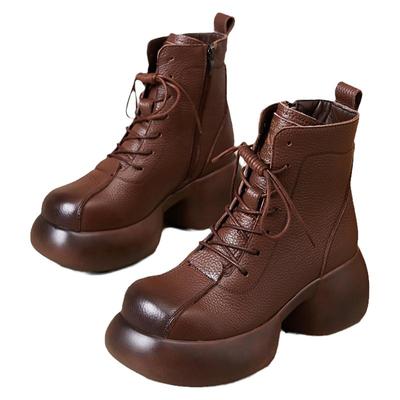 短靴粗跟厚底马丁靴休闲系带单靴