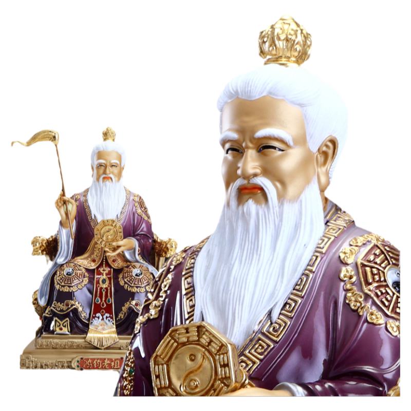 铜彩绘鸿钧道人黄铜神像鸿钧老祖