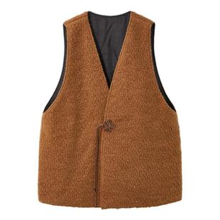 布小匠原创设计柞蚕丝香云纱双面穿马甲背心女新款冬季气质上衣