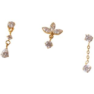 沫沫穿刺 “眷恋”5A锆石钛合金耳钉超闪镀金吊坠耳骨钉医用耳钉