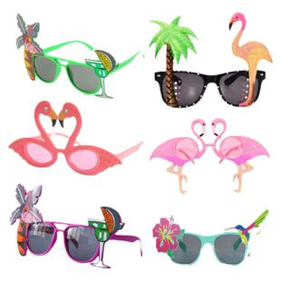 夏威夷装饰眼镜节日聚会沙滩派对火烈鸟菠萝酒杯眼镜搞怪拍照道具