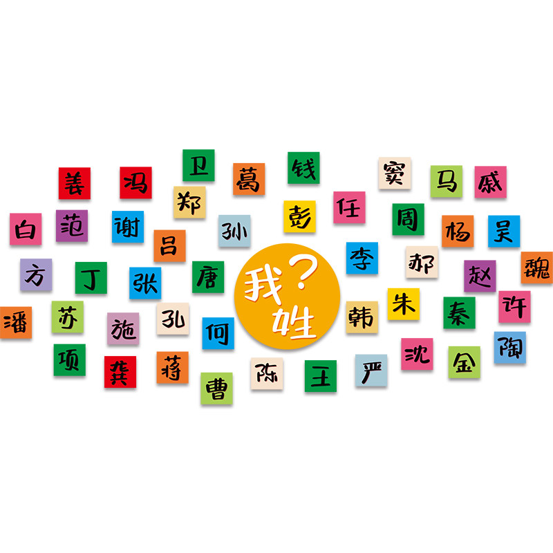 幼儿园百家姓挂图画环创墙面装饰托管班大厅形象主题成品机构布置