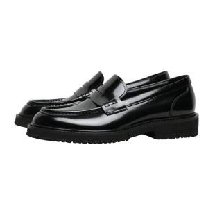 优100英伦风一脚蹬亮皮商务休闲皮鞋男士懒人豆豆便士乐福鞋厚底