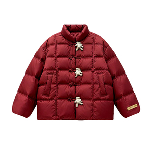 曾姿晔同款盘扣小熊LALABOBO羽绒服25年冬新新中式巨好看盘扣外套