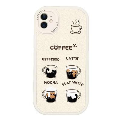 咖啡奶茶猫咪手机壳新款小羊皮