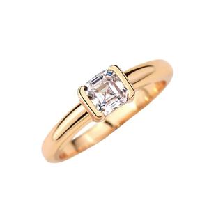 蕾迪【枕方糖】1.2克拉阿斯切回形意大利工艺高级百搭香槟金戒指