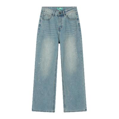 innplanet25秋冬新款潮流时尚微弹彩钻直筒牛仔长裤PO31DE041A