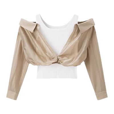 PEACEBIRD/太平鸟太平鸟夏季新款气质雪纺衫假两件衬衫女