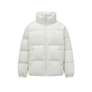 森马羽绒服男冬80绒子宽松立领面包服2025新款绣花肌理感外套百搭