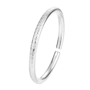 九乐足银999手镯女纯银年轻款百福圆棍光面素圈开口手镯送女友礼