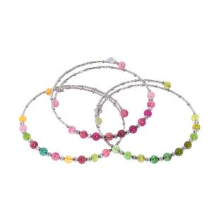 若华珠宝青柠 彩色碧玺手链女S925银手镯彩宝手饰小众设计师定制