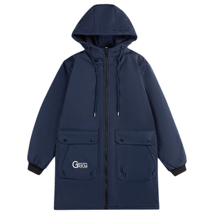 冬季罩衣男新款大人厨房防水防尘长袖围裙护加绒加棉加厚工作服男