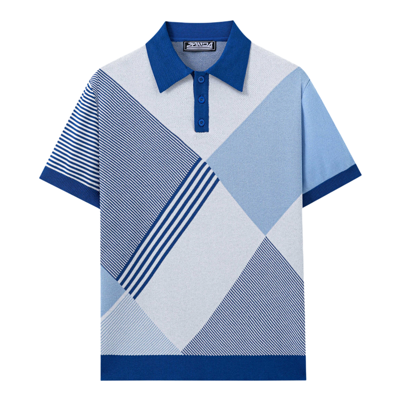 夏季欧美男士翻领拼色针织短袖polo衫大码休闲上衣Men's T-shirt