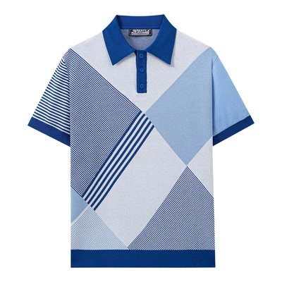 夏季欧美男士翻领拼色针织短袖polo衫大码休闲上衣Men's T-shirt
