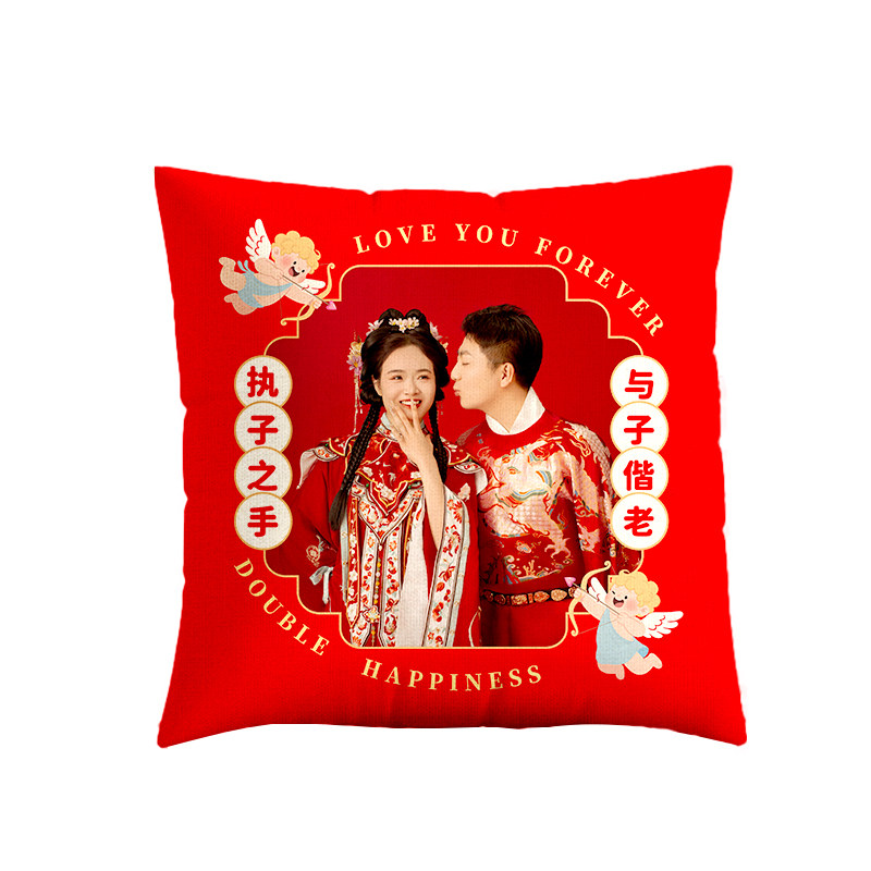 结婚照diy抱枕送一对新婚礼物