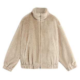 pusumede【现货6.5折】环保仿皮草女气质拉链开衫保暖毛毛外套