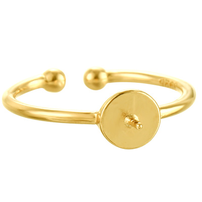 奢金轩纯银简约珍珠平底戒指空托