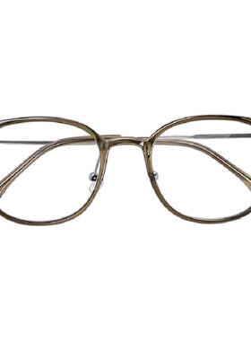 明月镜片全框近视眼镜女可配近视有度数超轻钛素颜圆框小脸36133