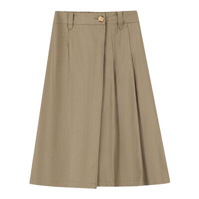 【断码清仓】末未MIIWII23冬驼色斜纹料摆裙Q234207女士