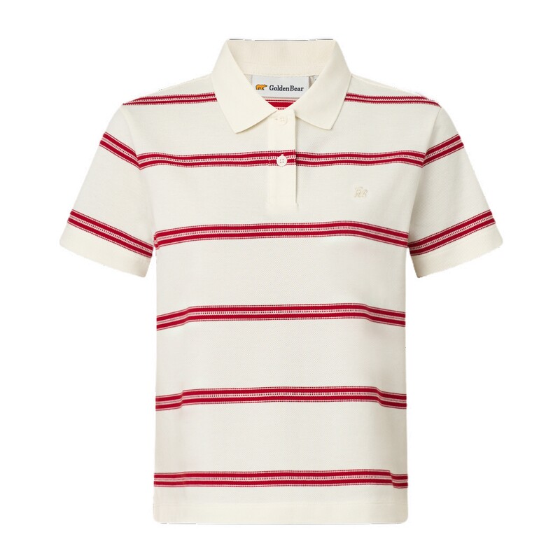 【100%棉】GOLDEN BEAR/金熊 2026年女士夏季新品条纹短袖POLO衫