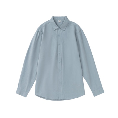 春秋日系简约百搭休闲长袖衬衫男