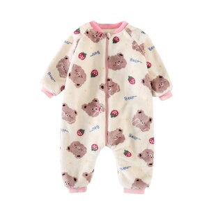 宝宝睡衣秋冬法兰绒儿童连体衣女童珊瑚绒家居服男童加厚婴儿睡袋