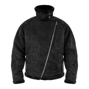 ANTIDOTE美式机车哈灵顿夹克男斜拉链仿麂皮外套冬季加厚皮毛一体