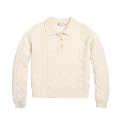 美利奴Merino羊毛套头扭花纹毛衣